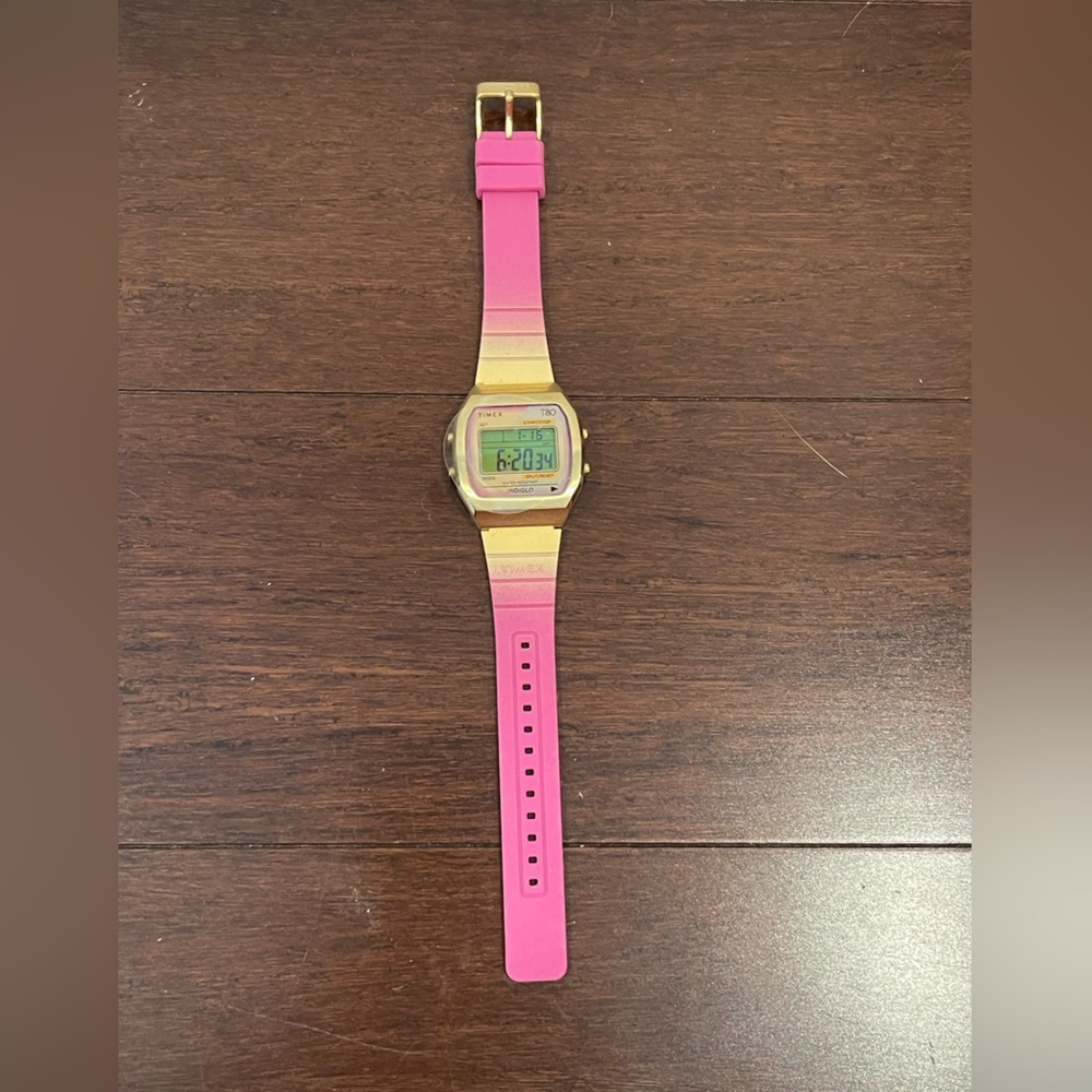 timex Vibrant Pink and Gold Digital Watch